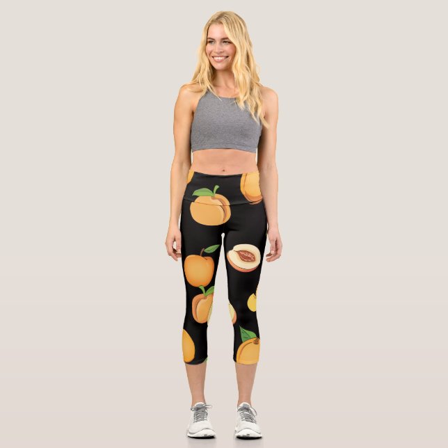 Peach Pattern 5 Capri Leggings (Front)