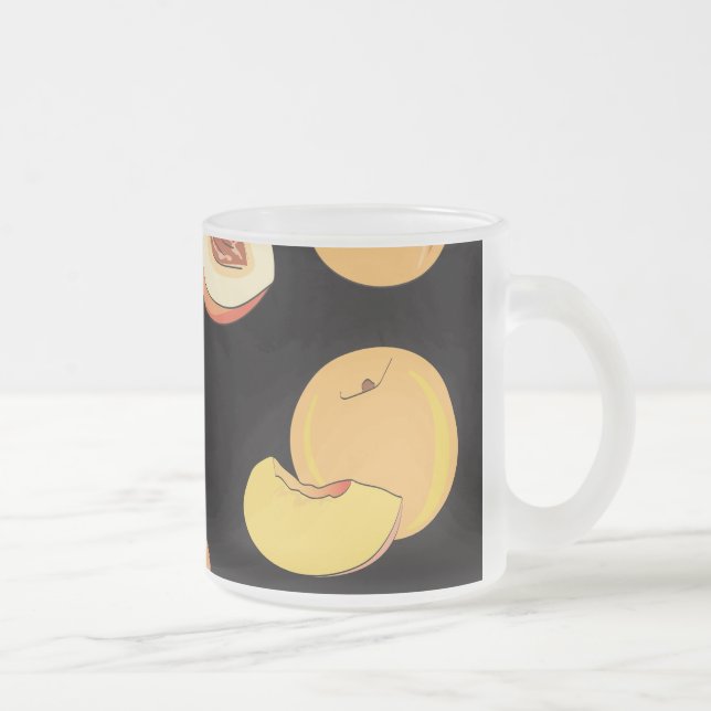 Peach Pattern 5 Frosted Glass Coffee Mug (Right)
