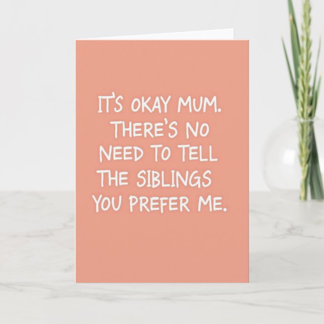 Peach Pattern Best Mum Joke Card (Front)