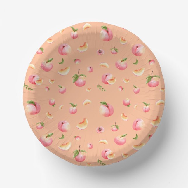 Peach Pattern Birthday Paper Plate (Front)