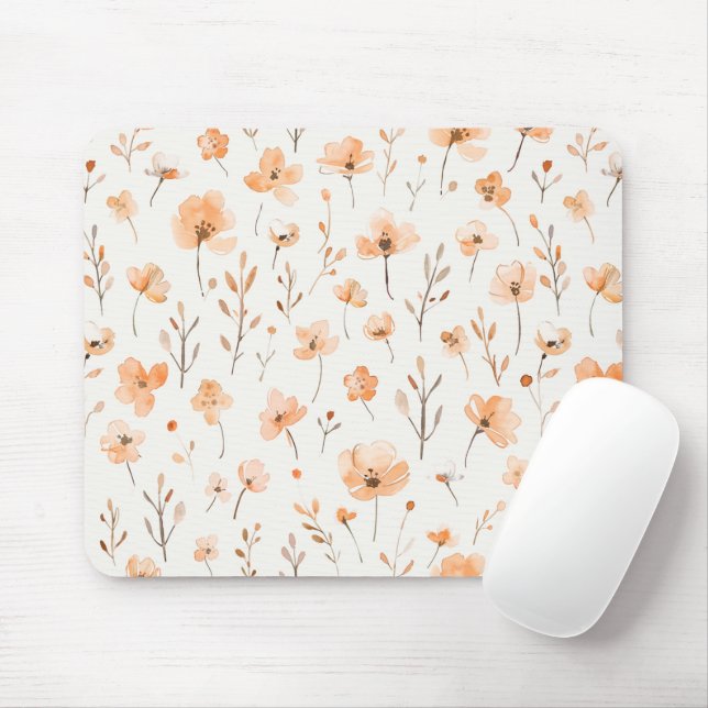 Peach Peach Flowers Mouse Mat (With Mouse)