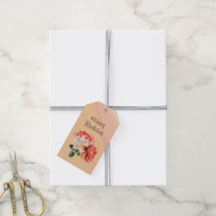 Peach Peonies and Ghost Orchid Birthday Gift Tags