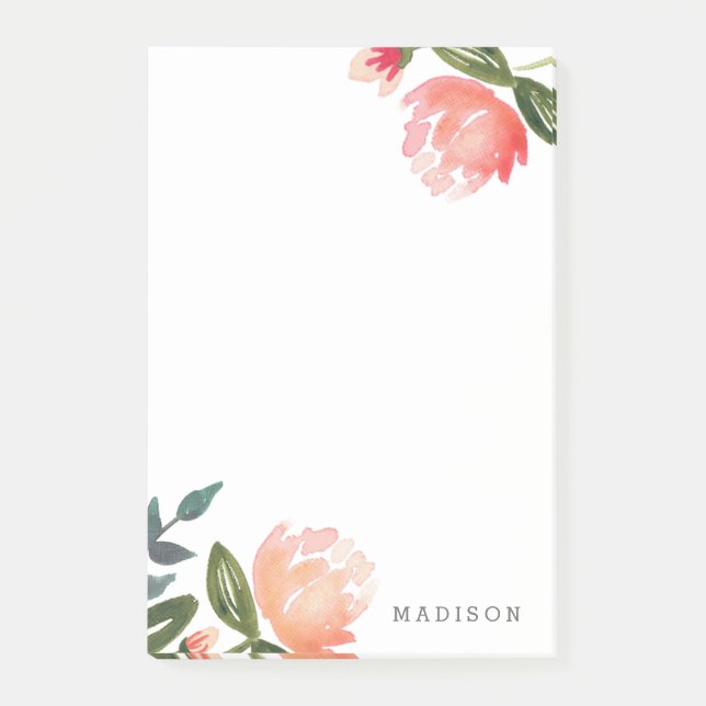 Peach Peonies Post-it Notes (Front)