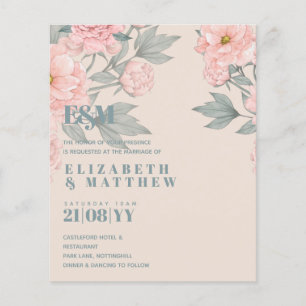 Peach Peonies Sage Floral Budget Wedding