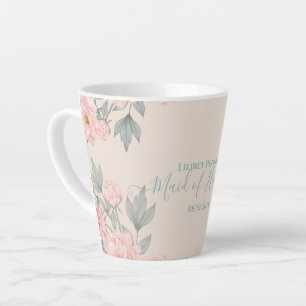 Peach Peonies Sage Floral Budget Wedding Latte Mug