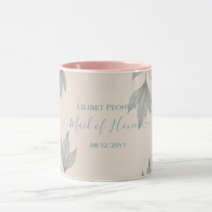 Peach Peonies Sage Floral Budget Wedding Mug