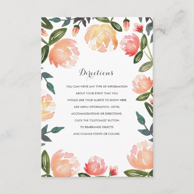 Peach Peonies Wedding Insert (Front)