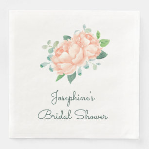 Peach Peony Bridal Shower Napkin