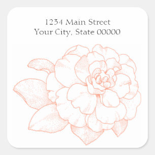 Peach Peony Envelope Seal Return Address