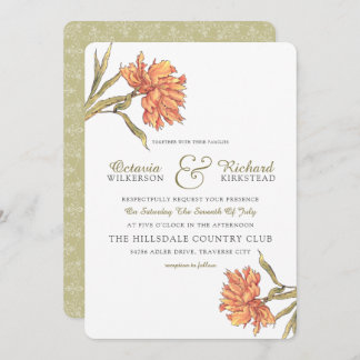 Peach Peony Floral Wedding Invitation