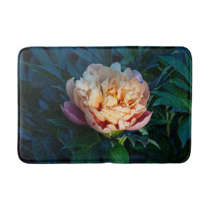 Peach Peony, Flower Photography Bath Mat