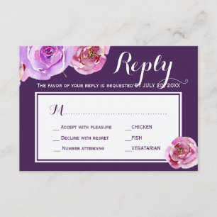 Peach peony plum wedding response meal choice RSVP