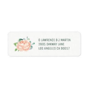 Peach Peony Return Address Labels