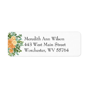 Peach Peony & Rose Floral Return Address Labels