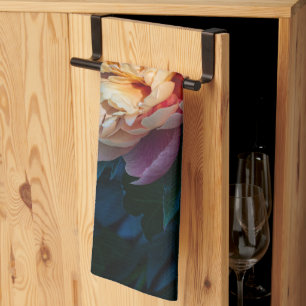 Peach Peony, Soft and Lush Flower Photography Tea Towel