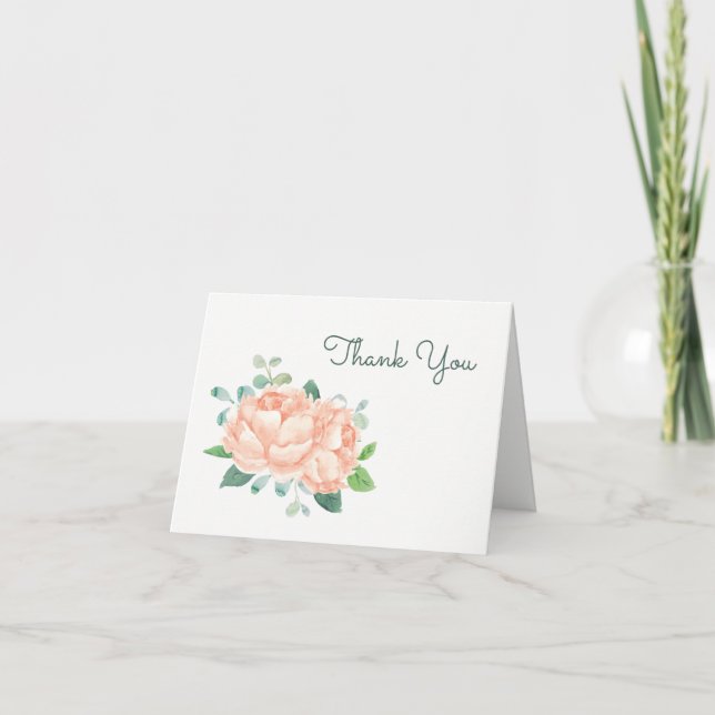 Peach Peony Thank You Card (Front)