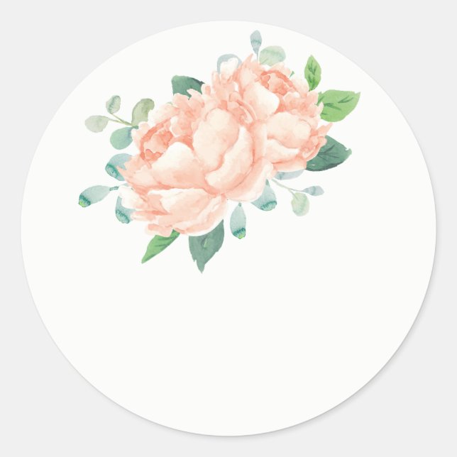 Peach Peony Wedding Favour Stickers (Front)