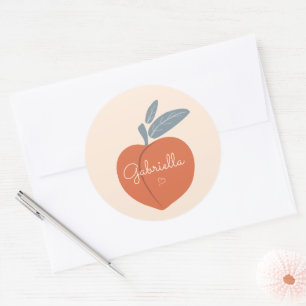 Peach Personalise Classic Round Sticker