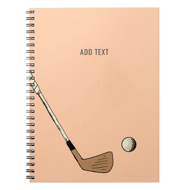Peach Personalised Modern Vintage Golf  Notebook (Front)