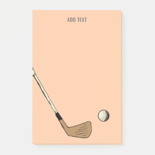 Peach Personalised Modern Vintage Golf Post-it Notes