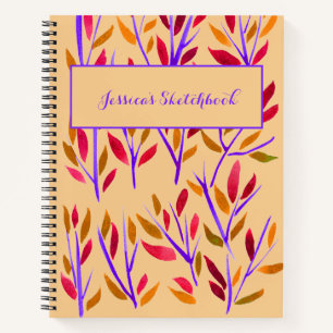 Peach Personalised Sketchbook Watercolor Notebook