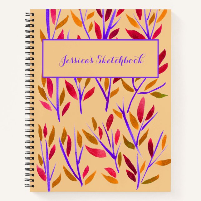 Peach Personalised Sketchbook Watercolor  Notebook (Front)