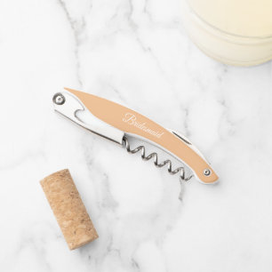 Peach Personalised Wedding Bridesmaid Corkscrew