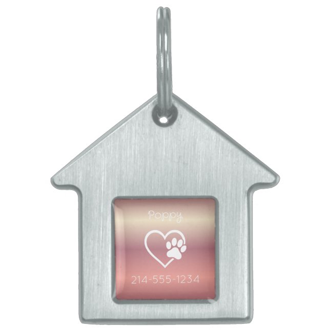 Peach Personalized Dog ID Tag Name & Phone (Front)