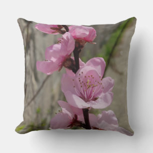 Peach petal flower lumbar pillow