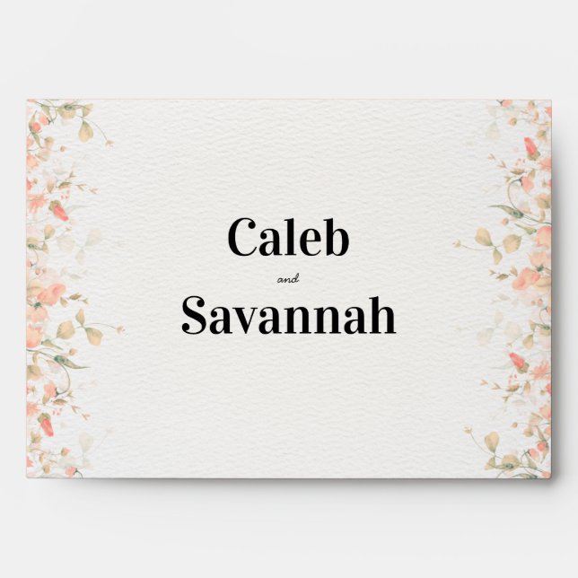 Peach Petal Wedding Envelope Peach (Front)