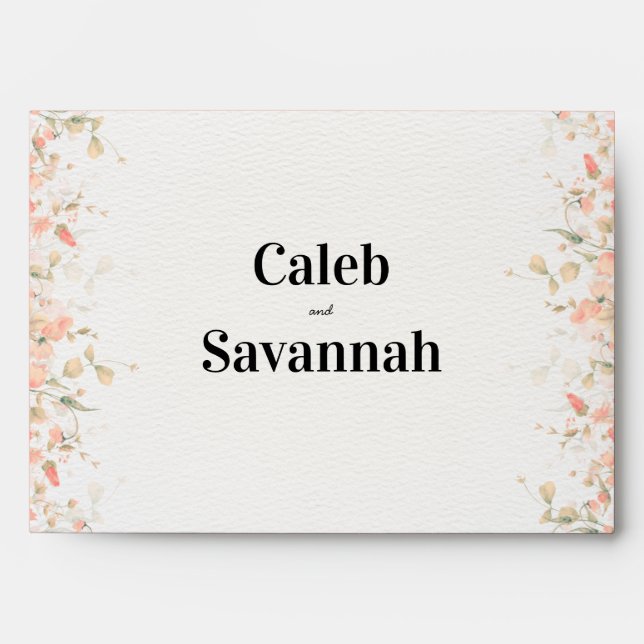 Peach Petal Wedding Envelope Vibrant Peach (Front)