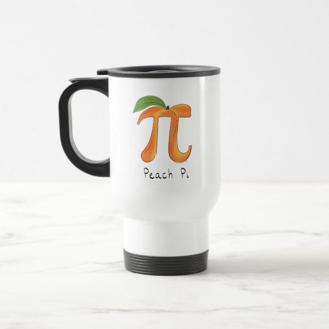 Peach Pi Cute Math Pi Day Coffee Travel Mug (Left)