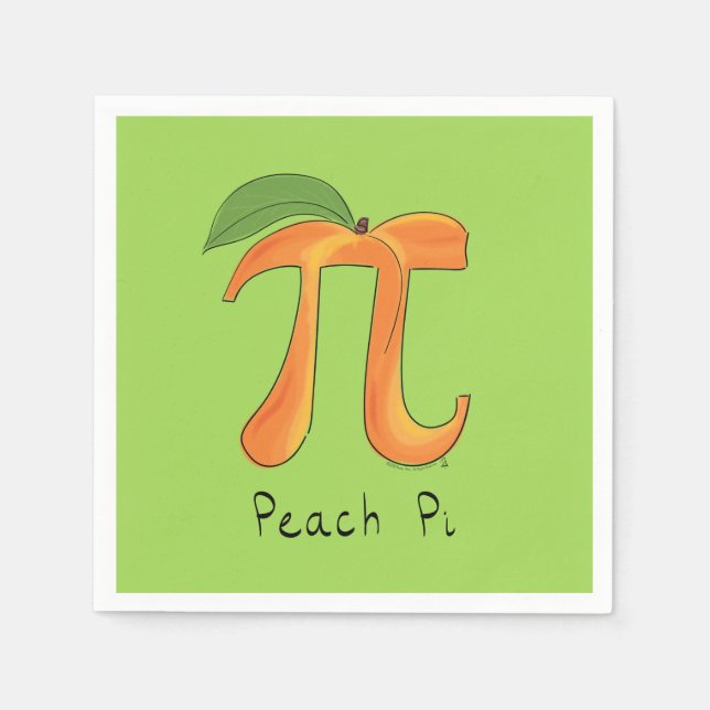 Peach Pi Cute Math Pi Day Party Napkins (Front)