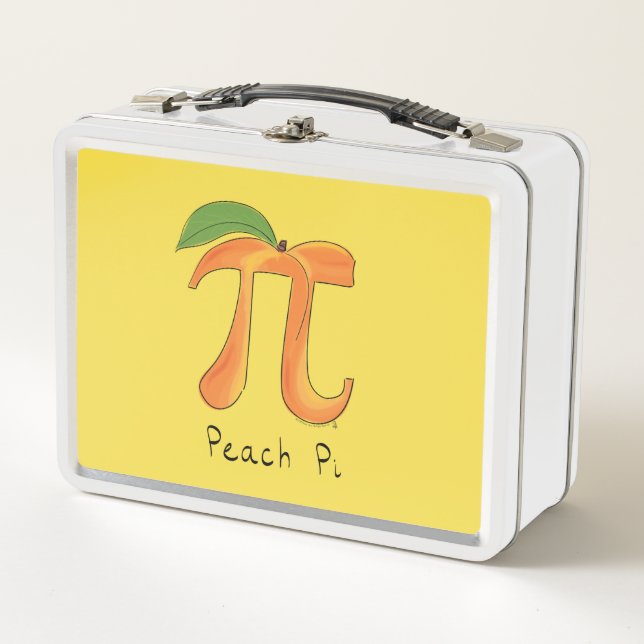 Peach Pi Symbol Math Teacher Metal Lunch Box (Front)