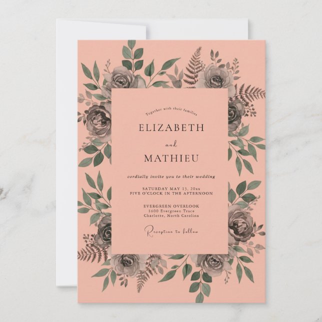 Peach Picturesque Rustic Wedding Invitation (Front)