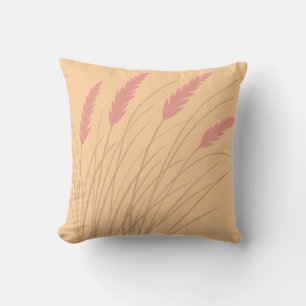 peach pillow with beach grass design