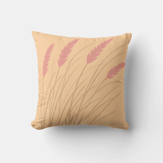 peach pillow with beach grass design (Front)