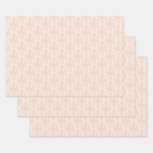 Peach Pineapple Damask Wrapping Paper Sheet