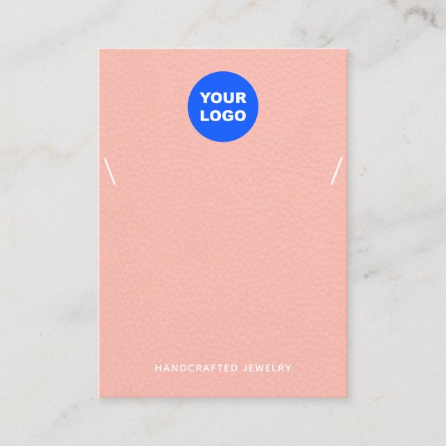 Peach Pink Add Logo Necklace Bracelet Display Business Card (Front)