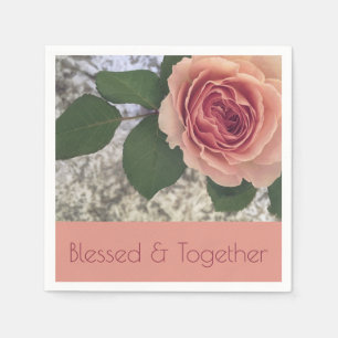 Peach Pink And Coral Rose Small Napkin