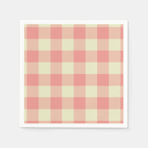 Peach Pink and Cream Gingham Pattern Napkin
