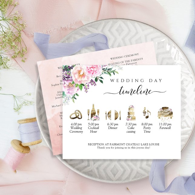 Peach Pink and Purple Wedding Timeline and Program (Creator Uploaded)