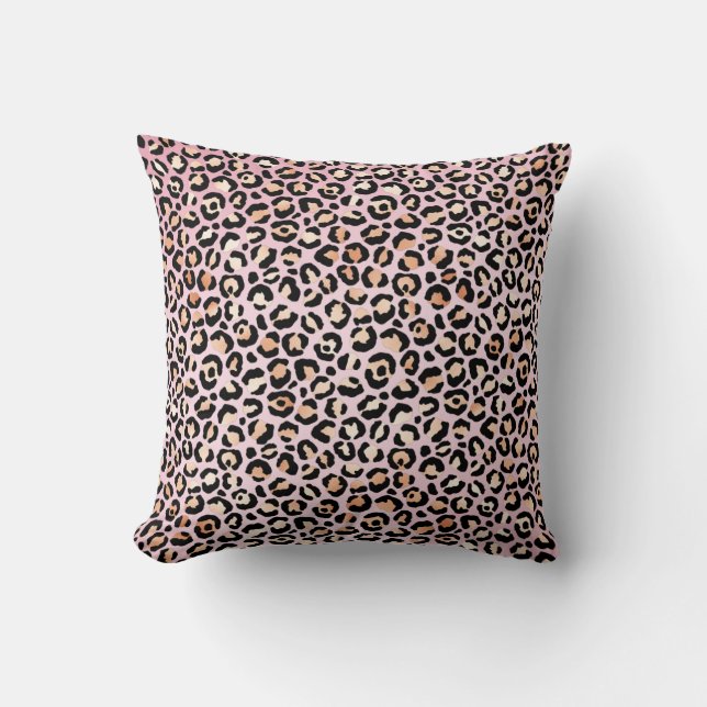 Peach Pink Black Leopard Print      Cushion (Front)