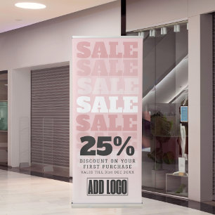 Peach Pink Bold Discount Sale Business Logo Retractable Banner
