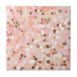 Peach Pink Brown Mosaic Ceramic Tile