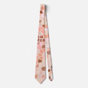Peach Pink Brown Mosaic Tie