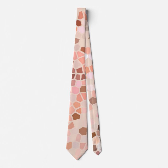 Peach Pink Brown Mosaic Tie (Front)
