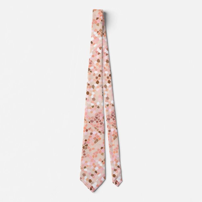 Peach Pink Brown Mosaic Tie (Front)