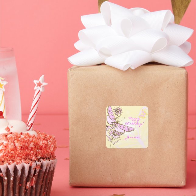 Peach Pink Butterfly Sticker (Party)