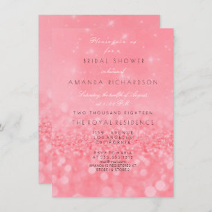 Peach Pink Candy Sparkly Glitter Bridal Shower Invitation